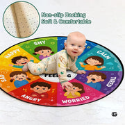 Wheel of Feelings and Emotions Round Rug, Educational Mental Health Rug for Classroom, Educational Animal Shape School Mat, Back to School Gift (Feeling 1)