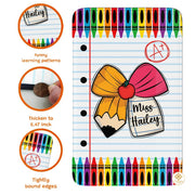 Custom Composition Notebook Classroom Rug for Kids - Pencil Bow / 2' x 3' (Rectangular)