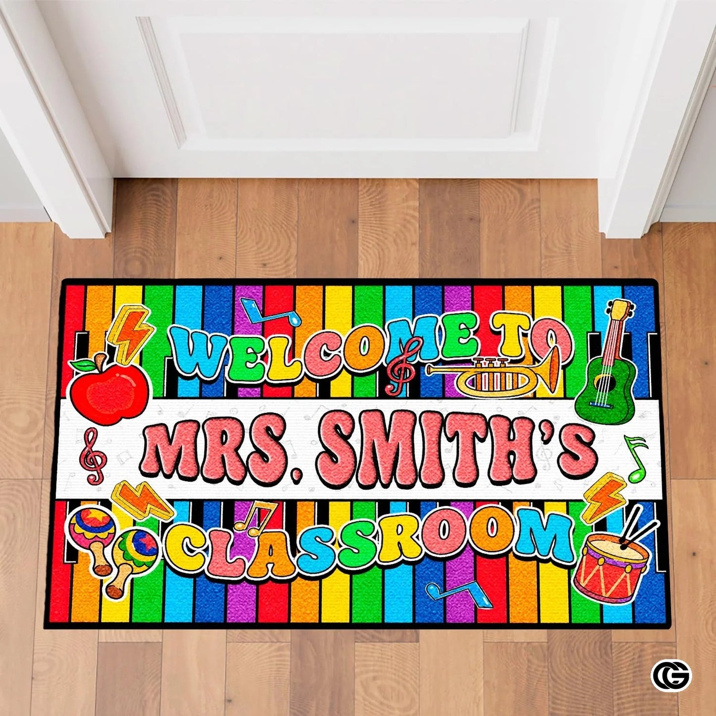 Personalized Welcome Doormat with Teacher Name and Address - Class-03