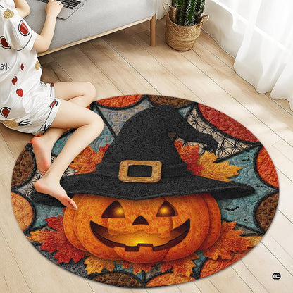 Custom Halloween 3D Optical Illusion Round Rug Skeleton Horror Area Rug (1, #6)