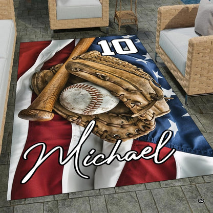 Detailed view of the premium edge stitching and vibrant American flag print on microfiber - thumbnail image 7 of 8