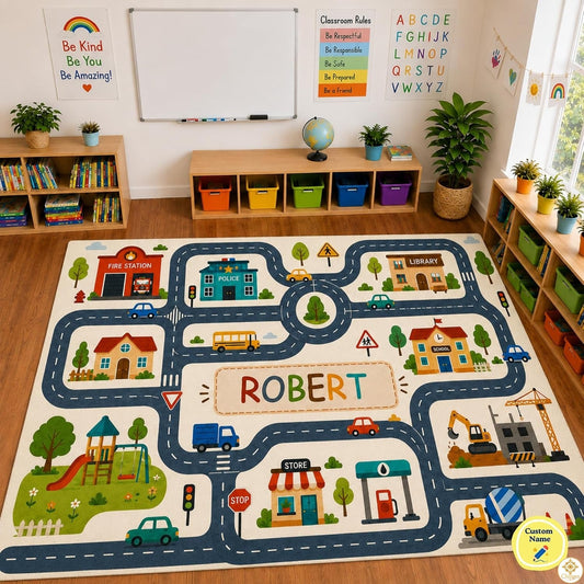 Custom Road Map Area Rug