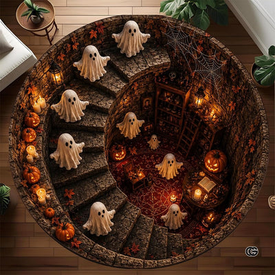 Personalized Halloween 3D Optical Illusion Ghost Round Rug (A08)