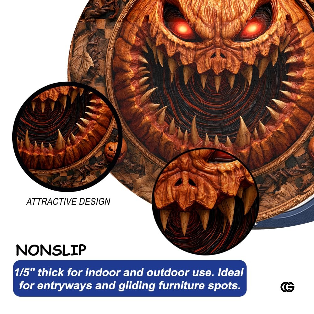 Custom Halloween 3D Effect Optical Illusion Spooky Round Rug (D1)
