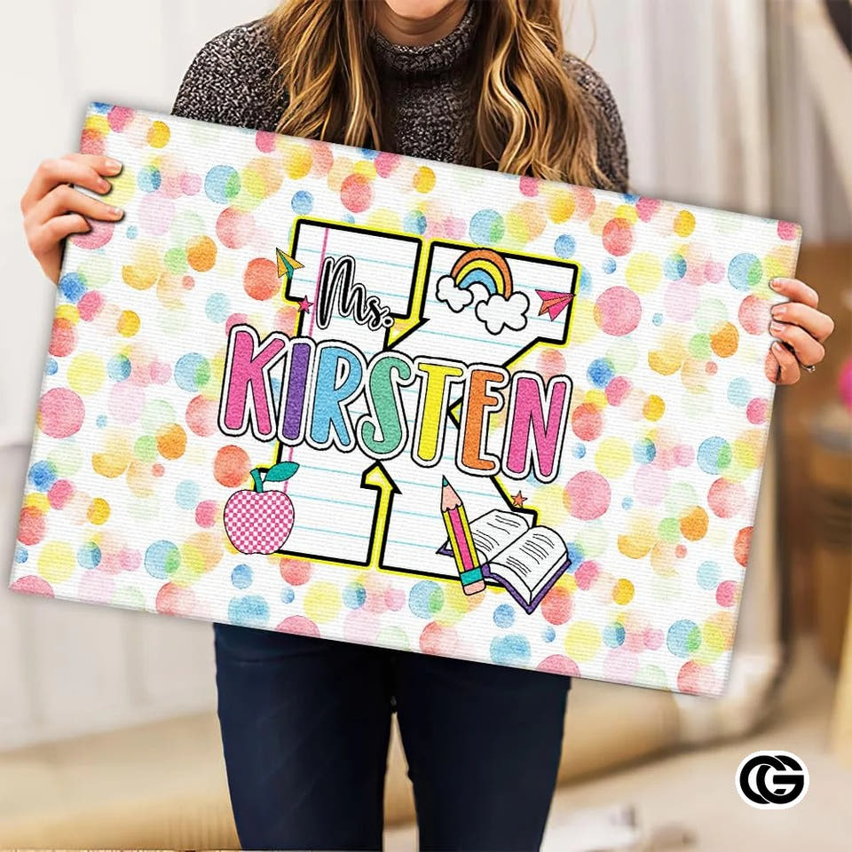 Custom Teacher Doormat with Personalized Name and Classroom Theme