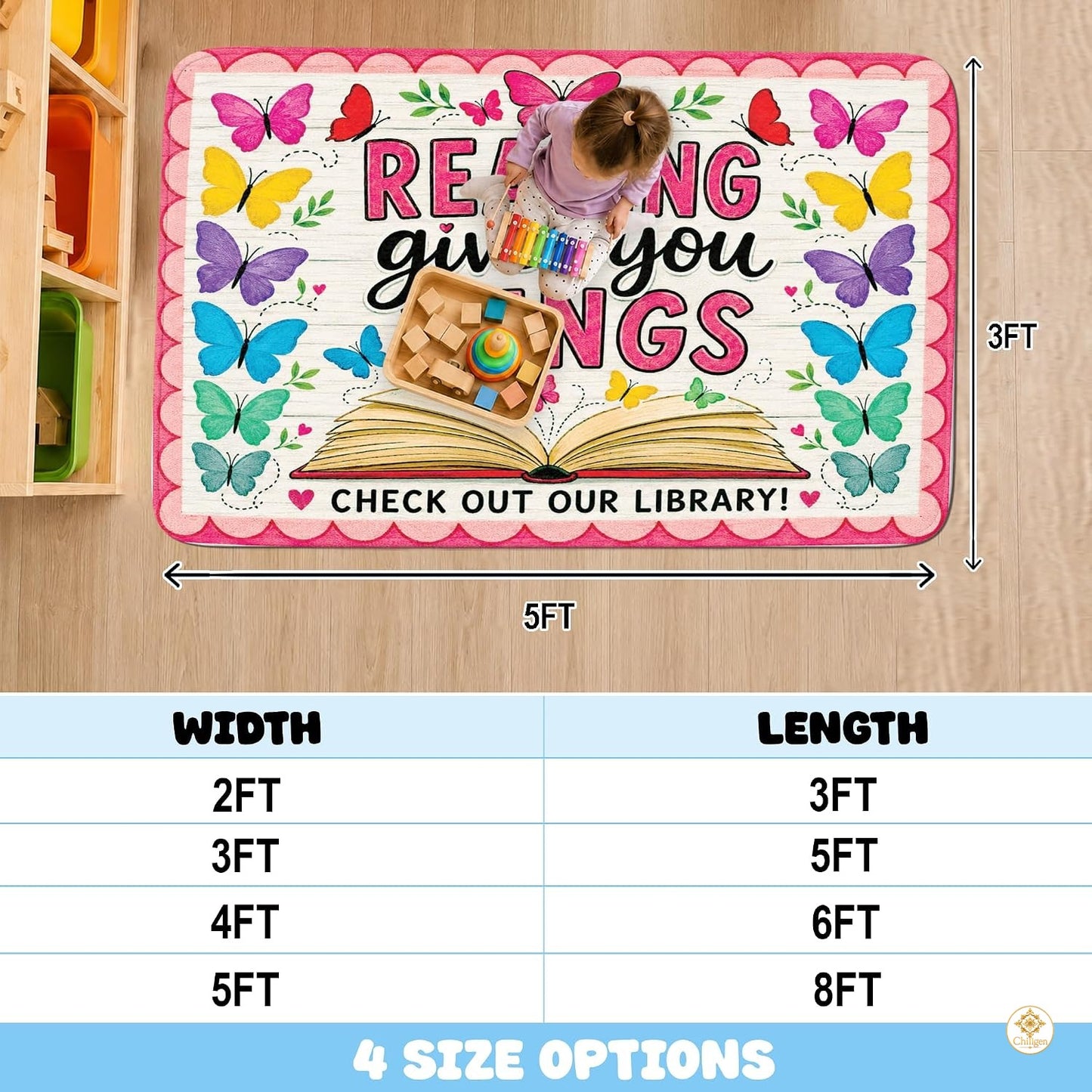 Custom Reading Corner Rug for Front Door and Entryway