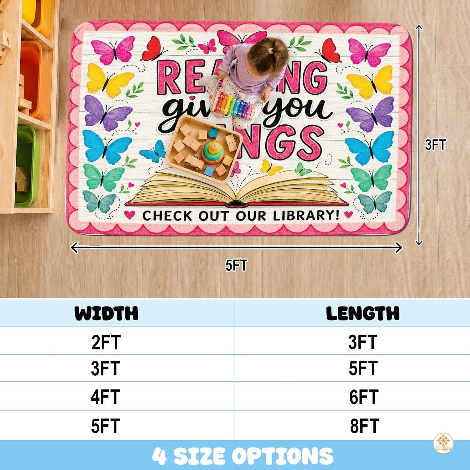 Custom Reading Corner Rug for Front Door and Entryway