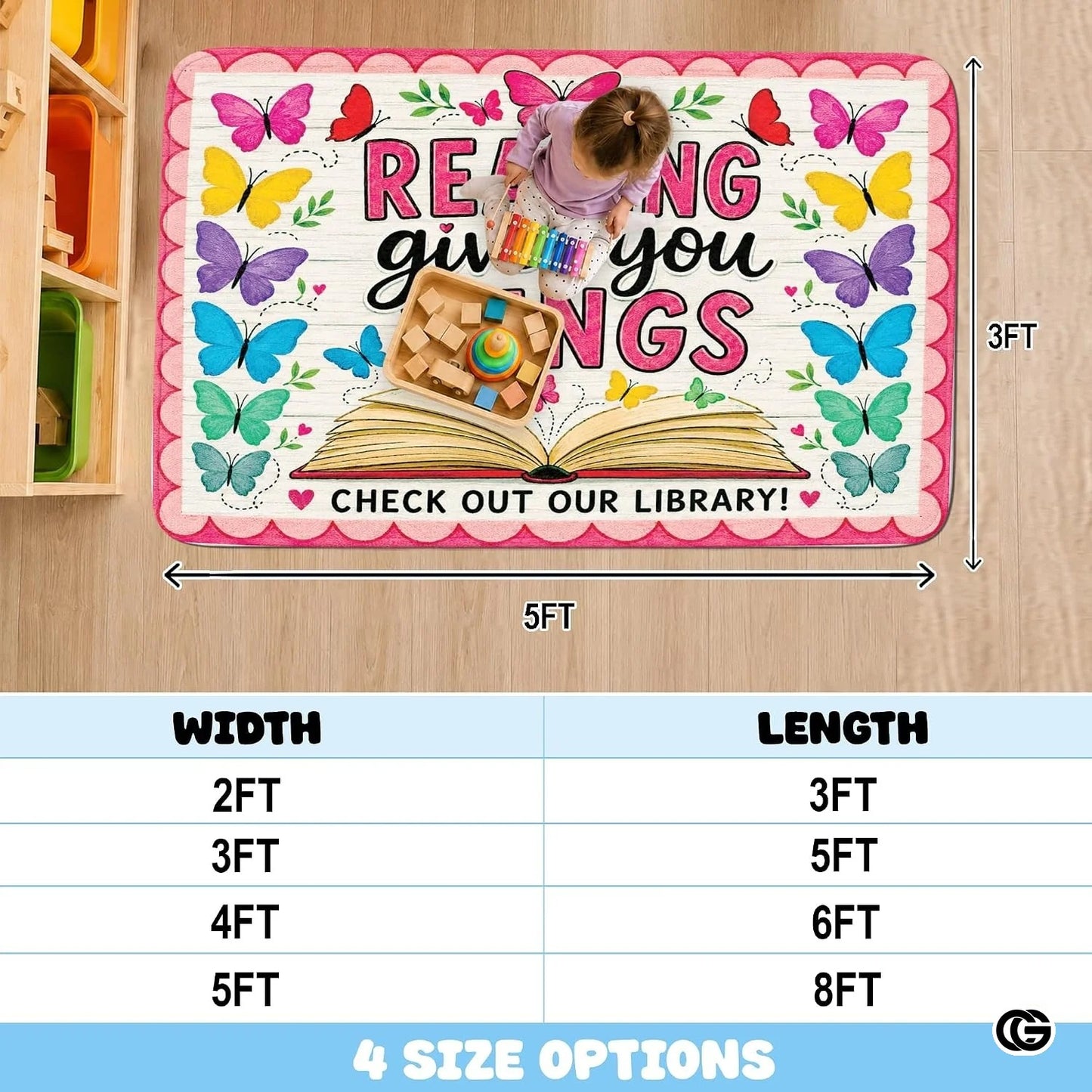 Custom Welcome Mat for Classroom and Reading Nook - Style 8