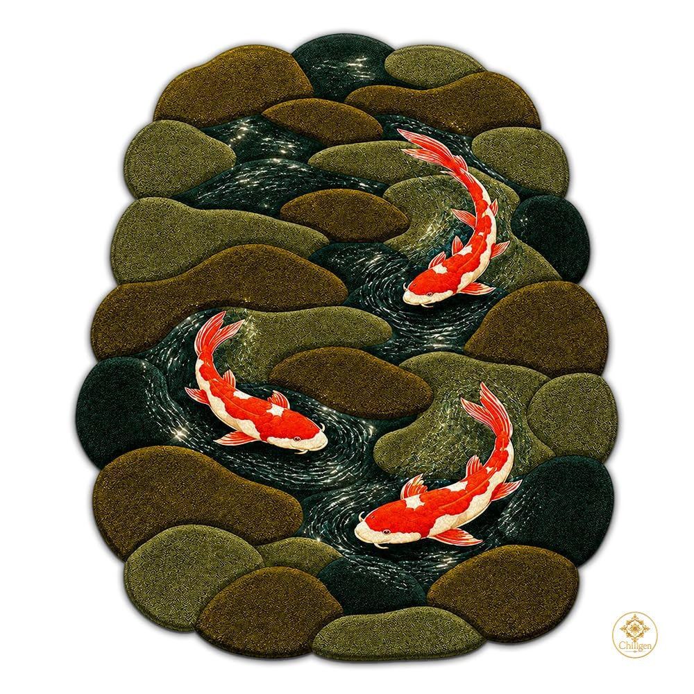 Custom Koi Fish Shaped Welcome Mat for Bedroom and Living Room