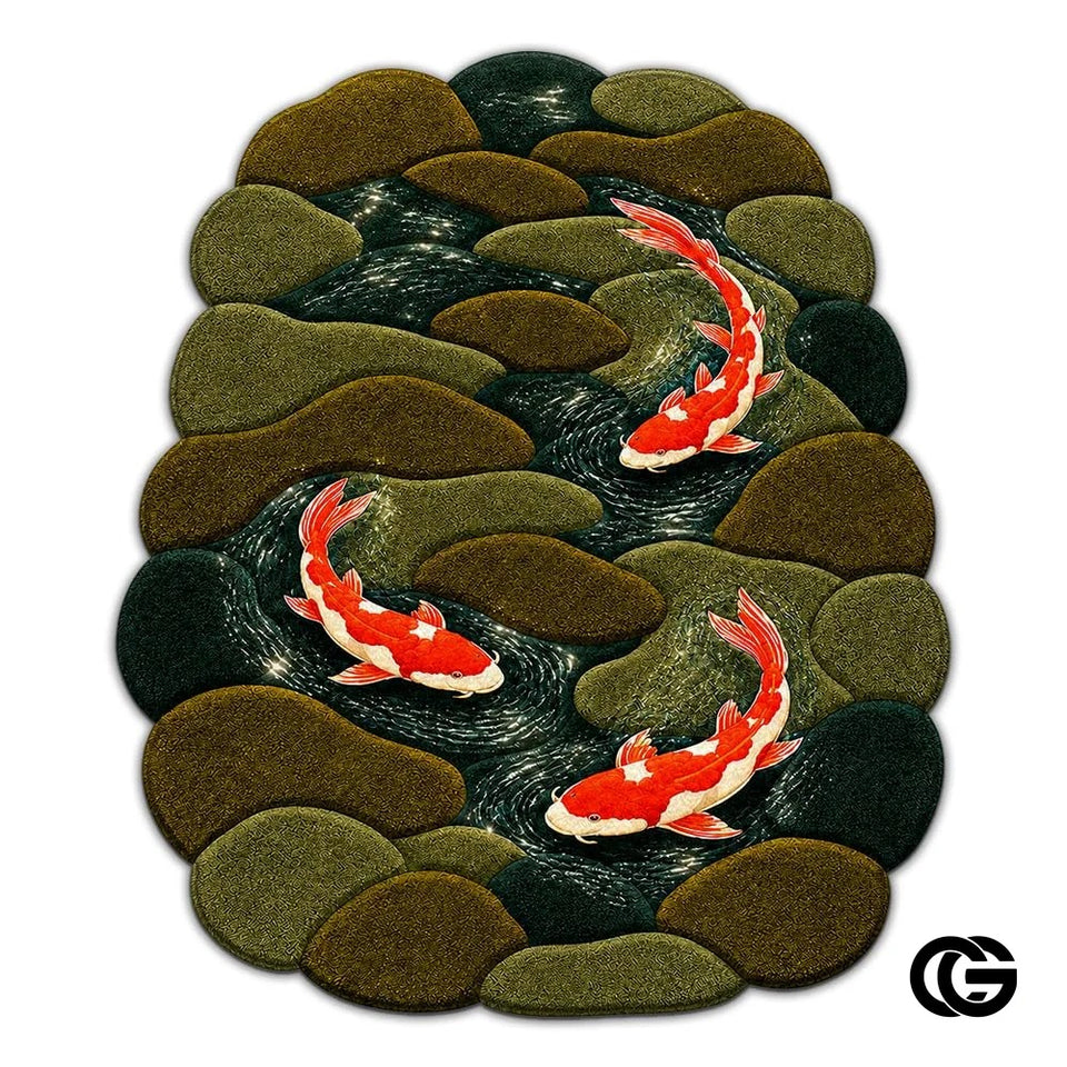 Custom Koi Fish Shaped Welcome Mat for Bedroom and Living Room