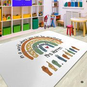 Dimensions and sizing options chart for boho rainbow sign language classroom area rug - thumbnail image 2 of 10