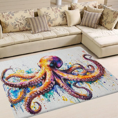 Custom Octopus Welcome Mat with Coastal Design and Durable Backing