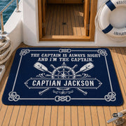 Custom Boat Rug, Personalized Welcome Aboard Mat with Boat Name, Nautical Area Rug for Deck, Entryway or Floor, Anchor Marine Decor, Boating Gift (Boat Rug 08)
