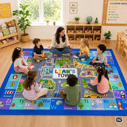 Personalized Road Map Welcome Mat with Custom Name and Streets