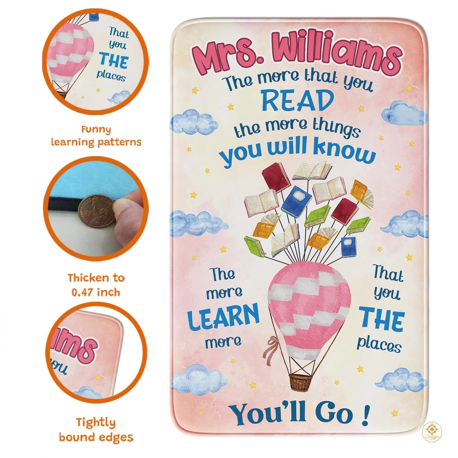Custom Welcome Mat with Notebook Style and Teacher Name