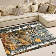 Infographic detailing the anti-slip dotted backing and durable edge stitching of the rug - thumbnail image 4 of 5
