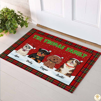 Personalized Christmas Doormat with Family Name and Custom Text