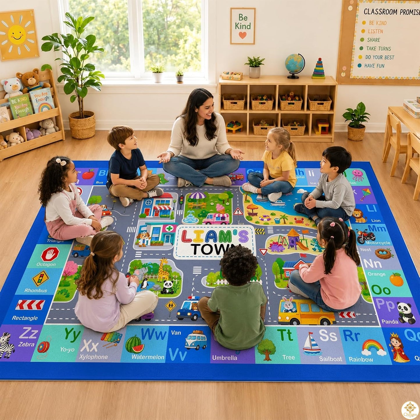 Personalized Road Map Welcome Mat with Custom Name and Town Detail