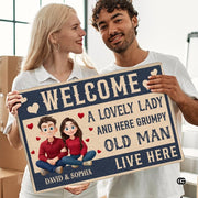 Personalized Family Couple Doormat, Custom Couple Husband Wife Doormat Gift, Outdoor Front Door Rug on Birthday, Christmas, Anniversaries, Valentine's Day for Him Her Woman (S1)