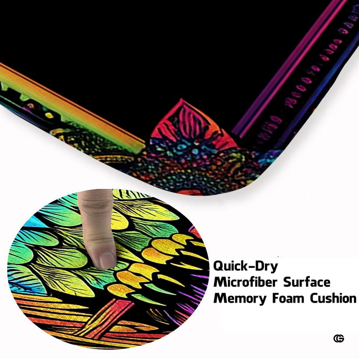 Overhead display of the colorful mandala owl floor covering centered decorative accent dark modern living room styling. - image 5 of 8