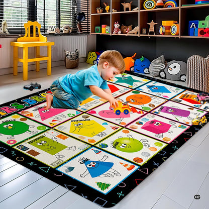 Overhead layout view of the rectangular geometric shapes classroom area rug - thumbnail image 7 of 9