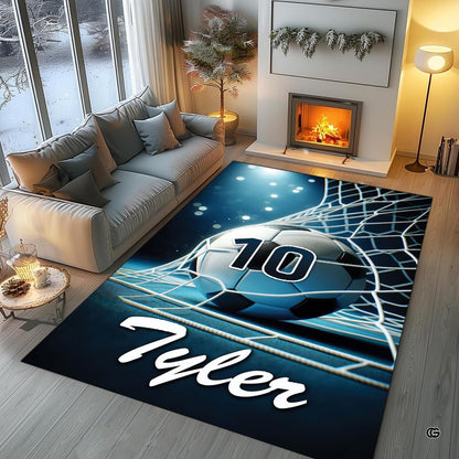 Soccer goal net living room area rug arranged in modern patio lounge setting - thumbnail image 5 of 8
