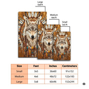 Mockup display showing the wolf headdress area rug placed near living room furniture - thumbnail image 2 of 7