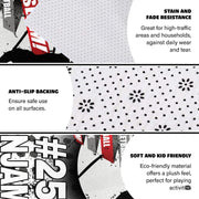 Basketball slam dunk sports floor carpet displayed in cozy living room interior - thumbnail image 6 of 7