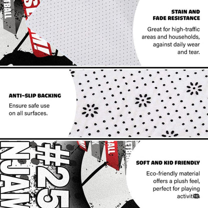Basketball slam dunk sports floor carpet displayed in cozy living room interior - thumbnail image 6 of 7
