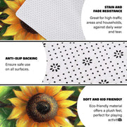 Rustic golden sunflower accent rug placed in warm bedroom interior - thumbnail image 6 of 7
