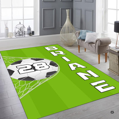 Overhead layout view of the rectangular green soccer field sports area rug - thumbnail image 6 of 7