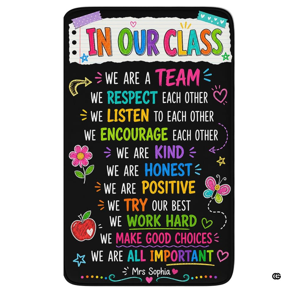 In Our Class We Are A Team Chalkboard Area Rug