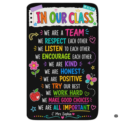 In our class we are a team chalkboard rectangular area rug on black. - thumbnail image 1 of 7