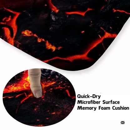 Close-up detail illustrating the molten magma textures, glowing embers, and microfiber pile - thumbnail image 3 of 7