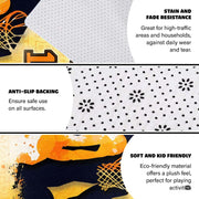 Basketball player silhouette sports carpet displayed in cozy living room interior - thumbnail image 6 of 7