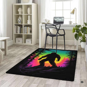 Detailed graphic print of Sasquatch silhouette location on a Chillgen decorative area rug. - thumbnail image 5 of 5