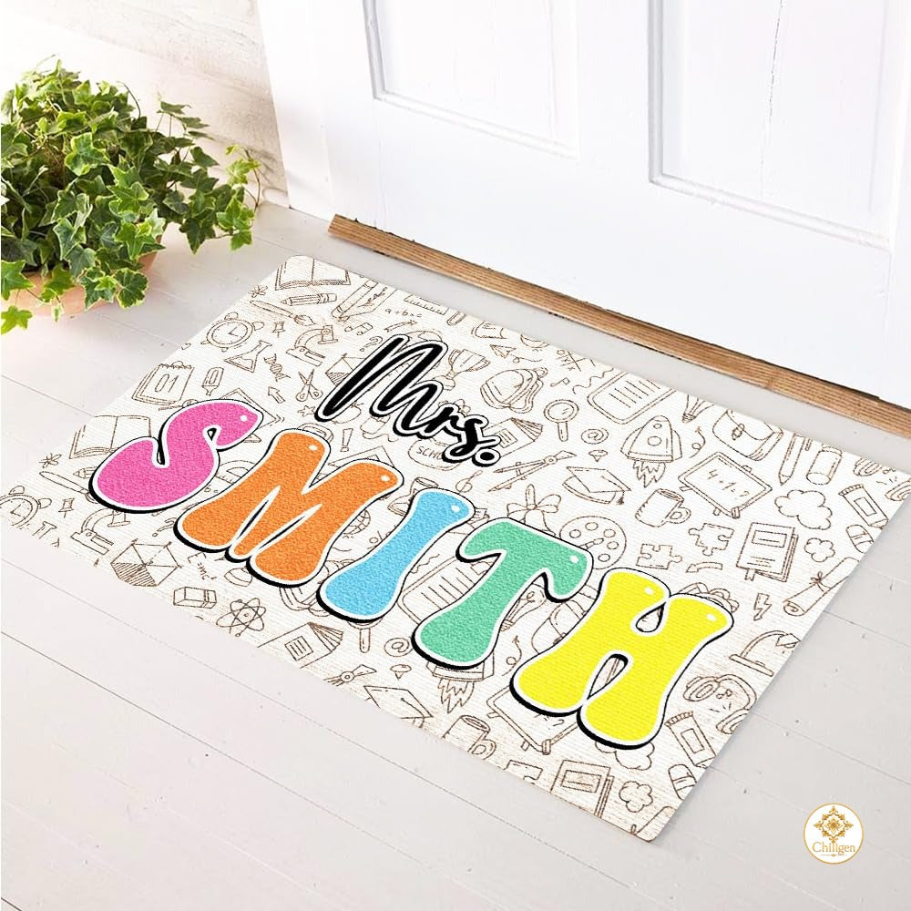 Personalized Name Teacher Doormat for Classroom and School
