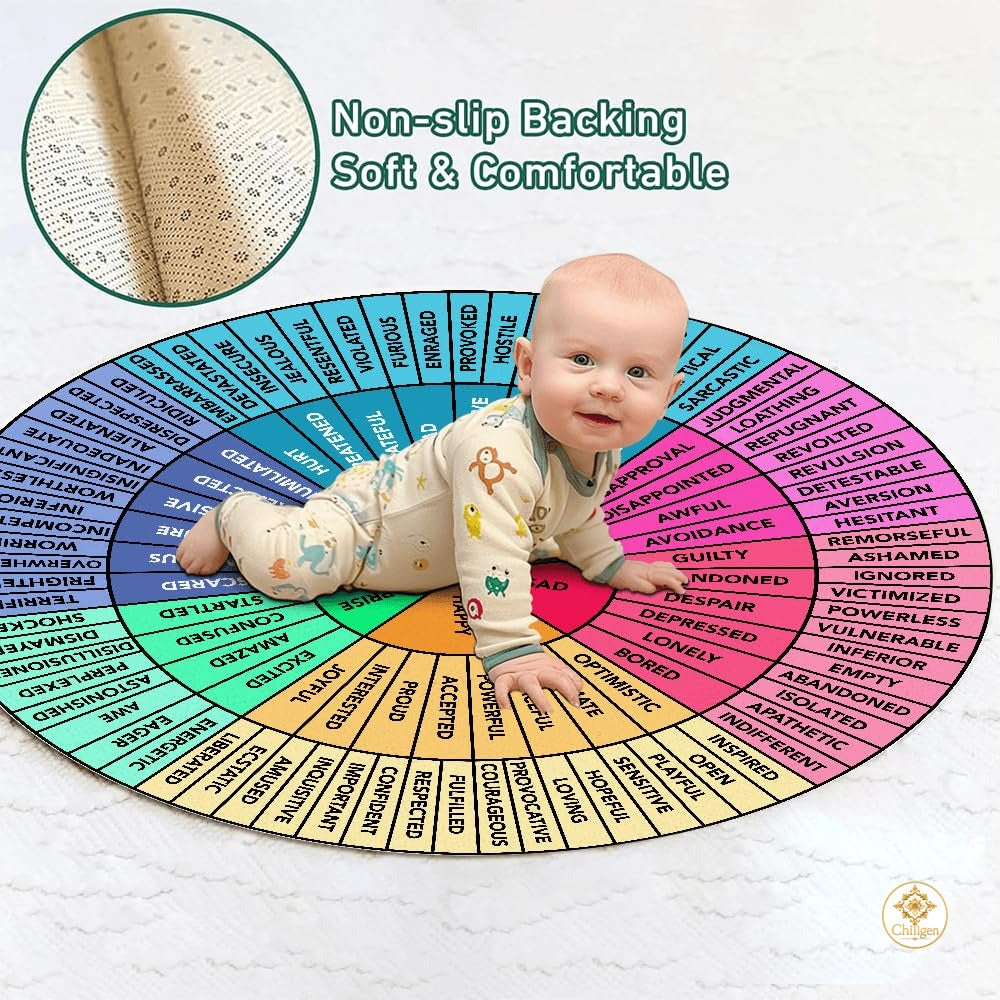 Custom Feelings Wheel Welcome Mat for Kids and Therapist