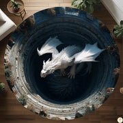 Custom Dragon Round Rug with 3D Illusion and Non-Slip Back