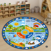 Wheel of Feelings and Emotions Round Rug, Educational Mental Health Rug for Classroom, Educational Animal Shape School Mat, Back to School Gift (Season 2)