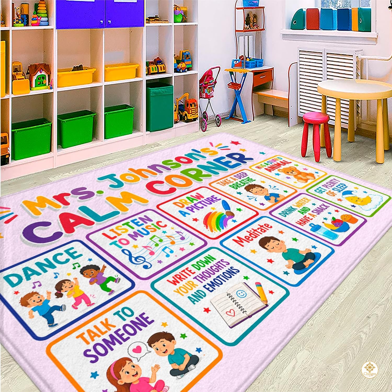 Personalized Calming Corner Rug for Classroom