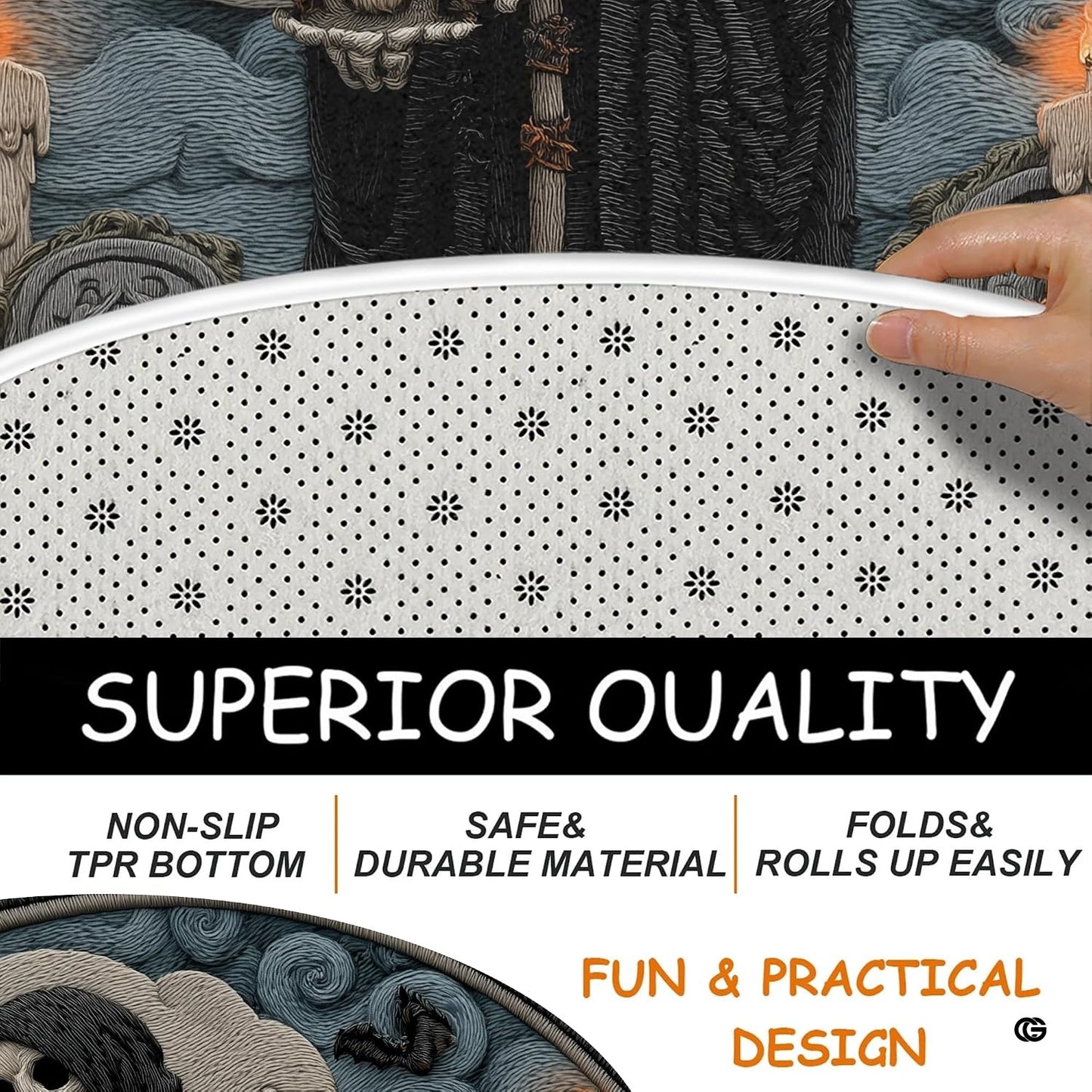 Custom Halloween 3D Optical Illusion Round Rug Skeleton Horror Area Rug (1, #3)