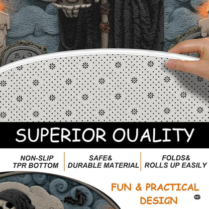 Custom Halloween 3D Optical Illusion Round Rug Skeleton Horror Area Rug (1, #3)