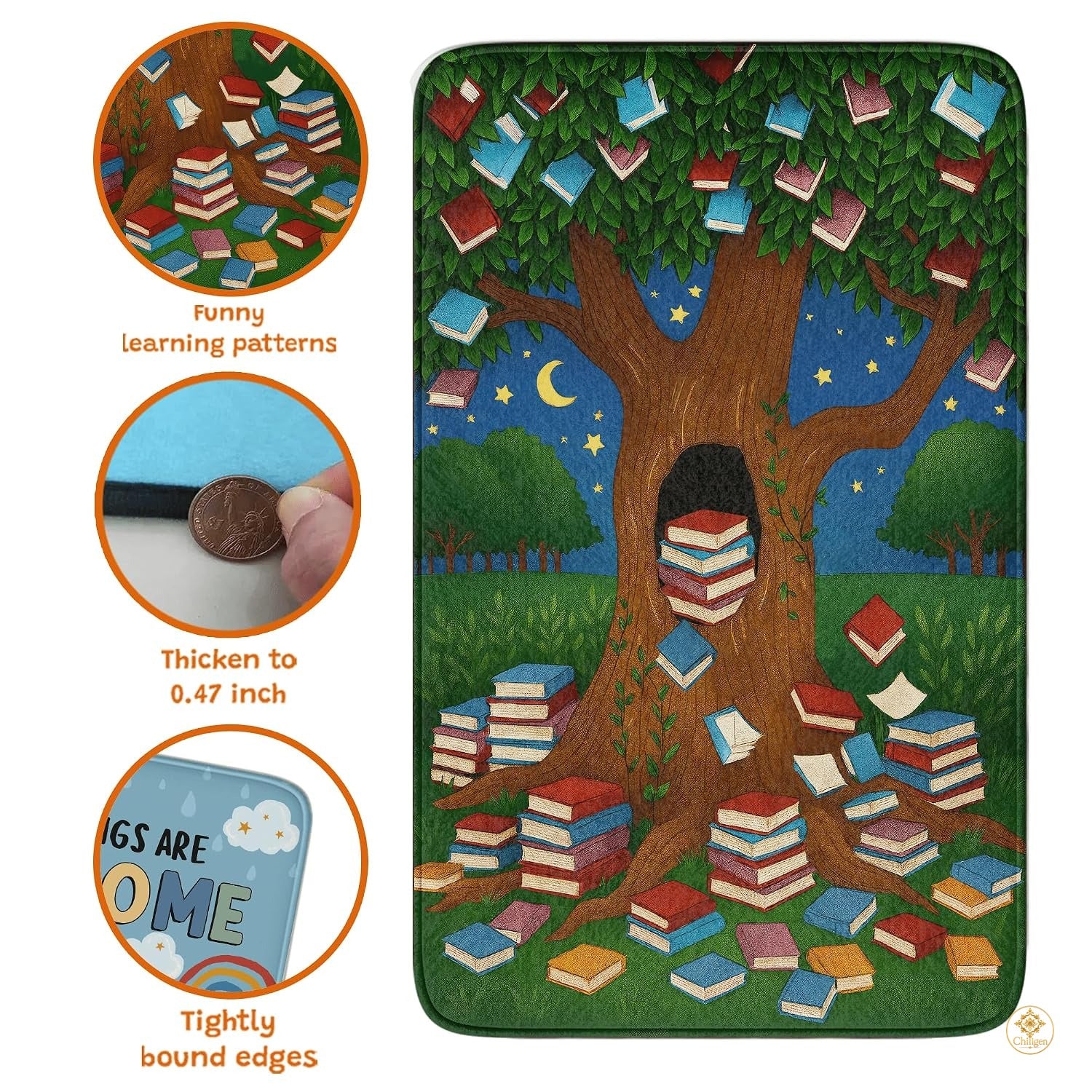 Custom Tree of Knowledge Welcome Mat for Classroom and Library