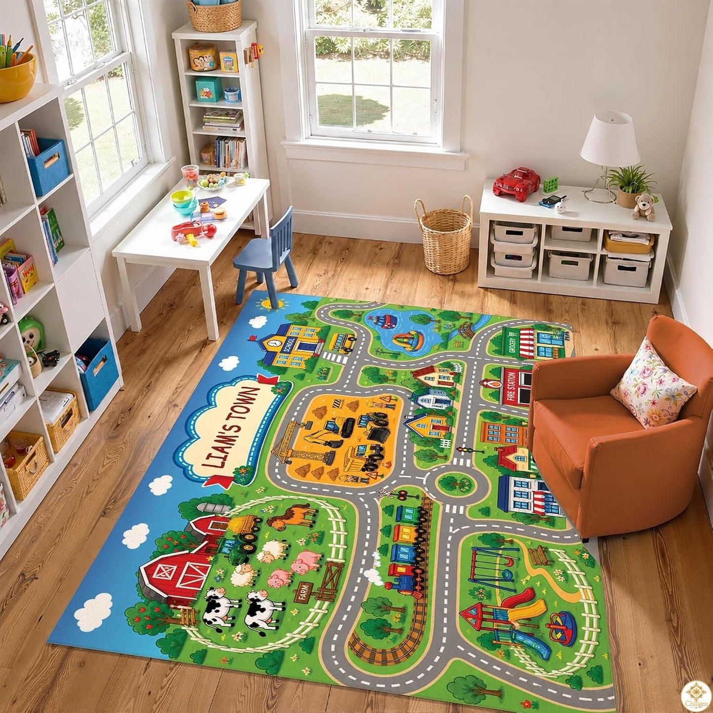Custom Road Map Area Rug