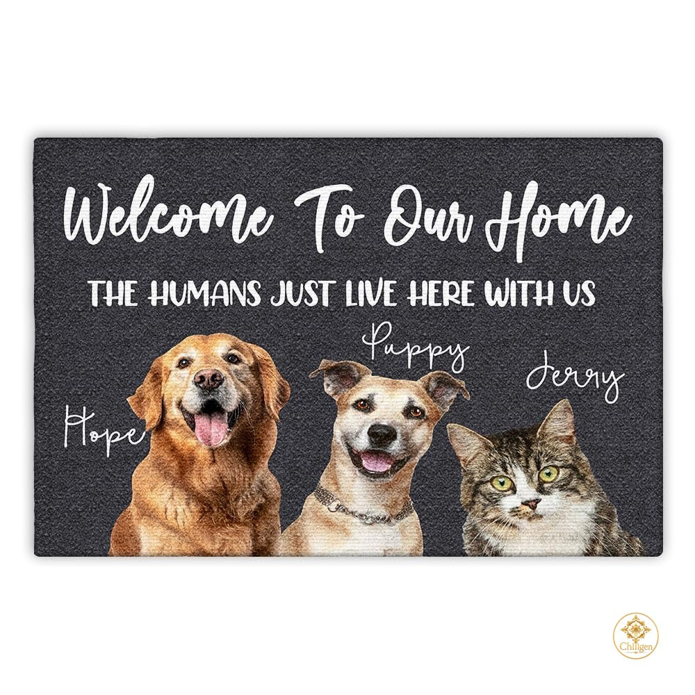 Personalized Dog Welcome Mat for Front Door and Entryway