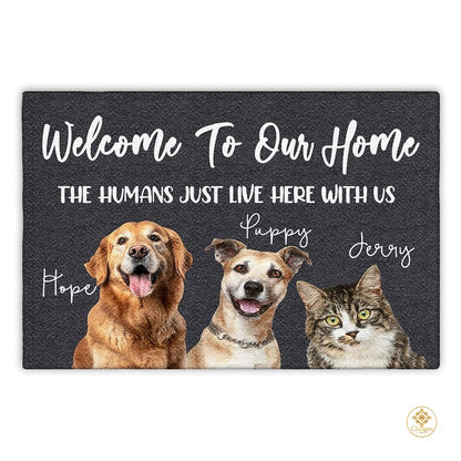 Personalized Dog Welcome Mat for Front Door and Entryway