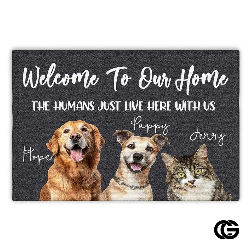 Personalized Dog Welcome Mat for Front Door and Entryway