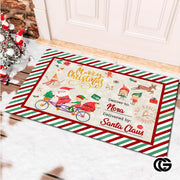 Personalized Christmas Doormat with Custom Family Name - Santa Letter