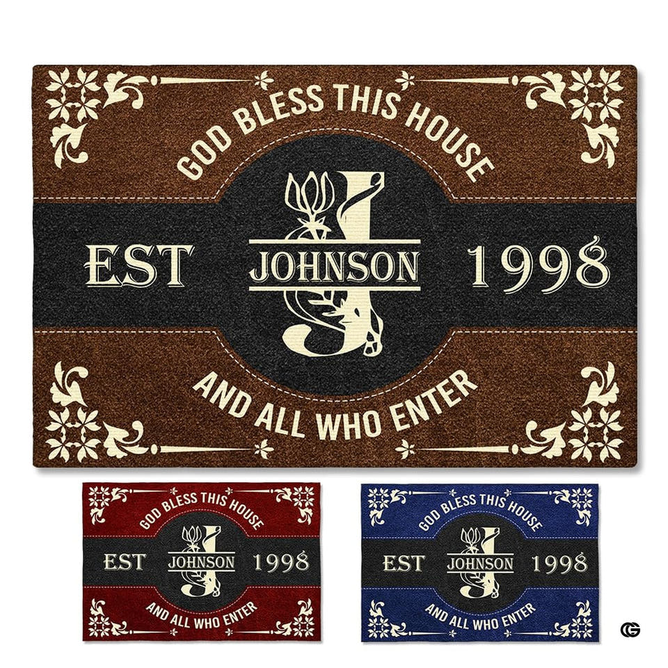 Bible Verse Doormat with Custom Name, Religious Welcome Mat for Front Door Outdoor 24x16 inches, Thoughtful Gift for Housewarmings, Weddings, Easter, Christmas (Bible Doormat 05)